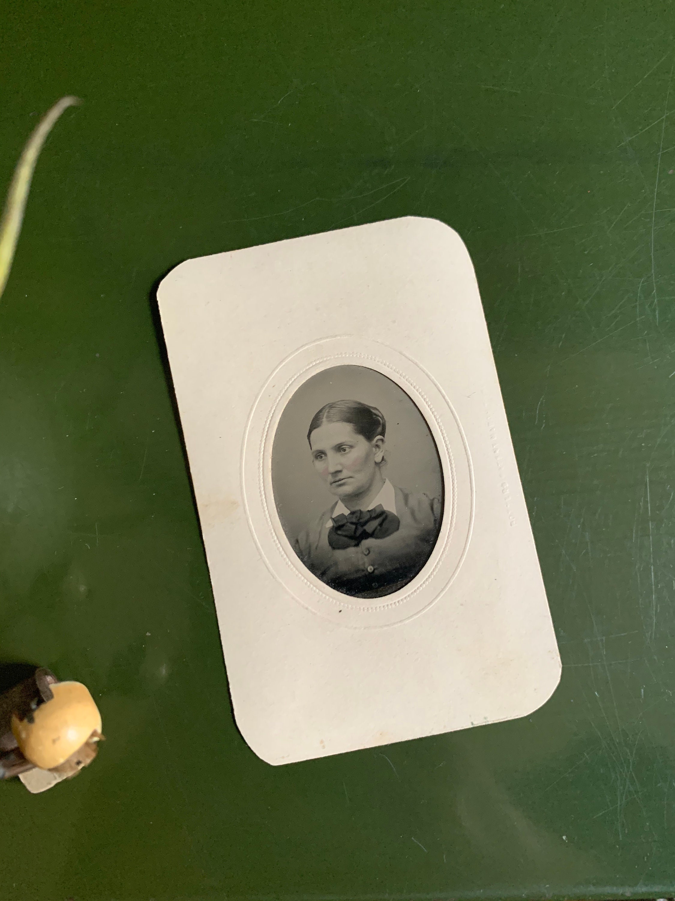 Antique Tintype Portrait In Original Embossed Paper Frame