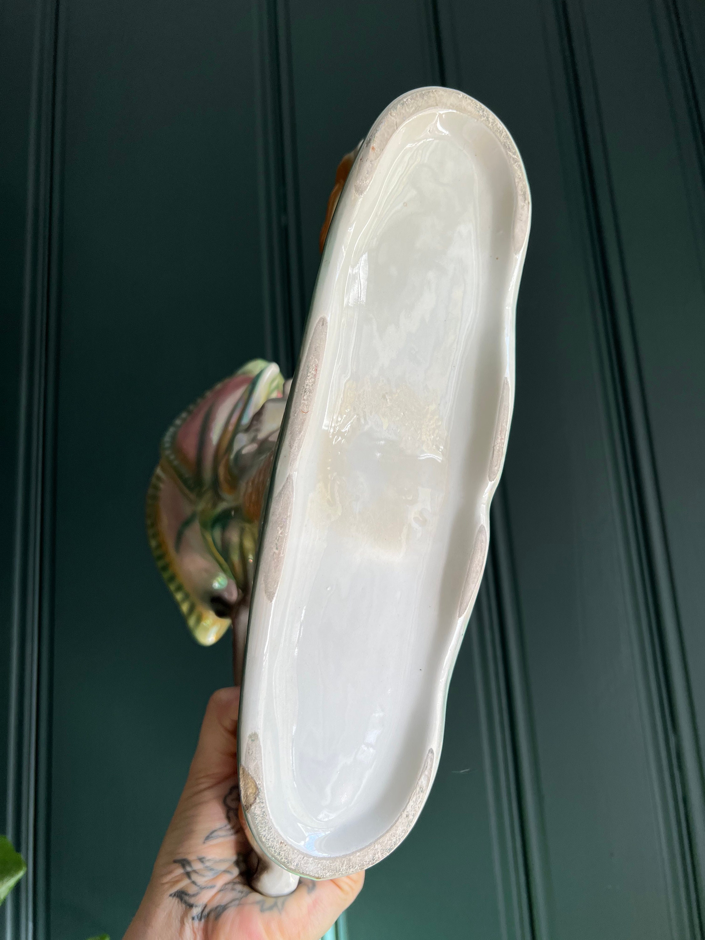 Large Mid Century Italian Lusterware Doe & Deer Vase