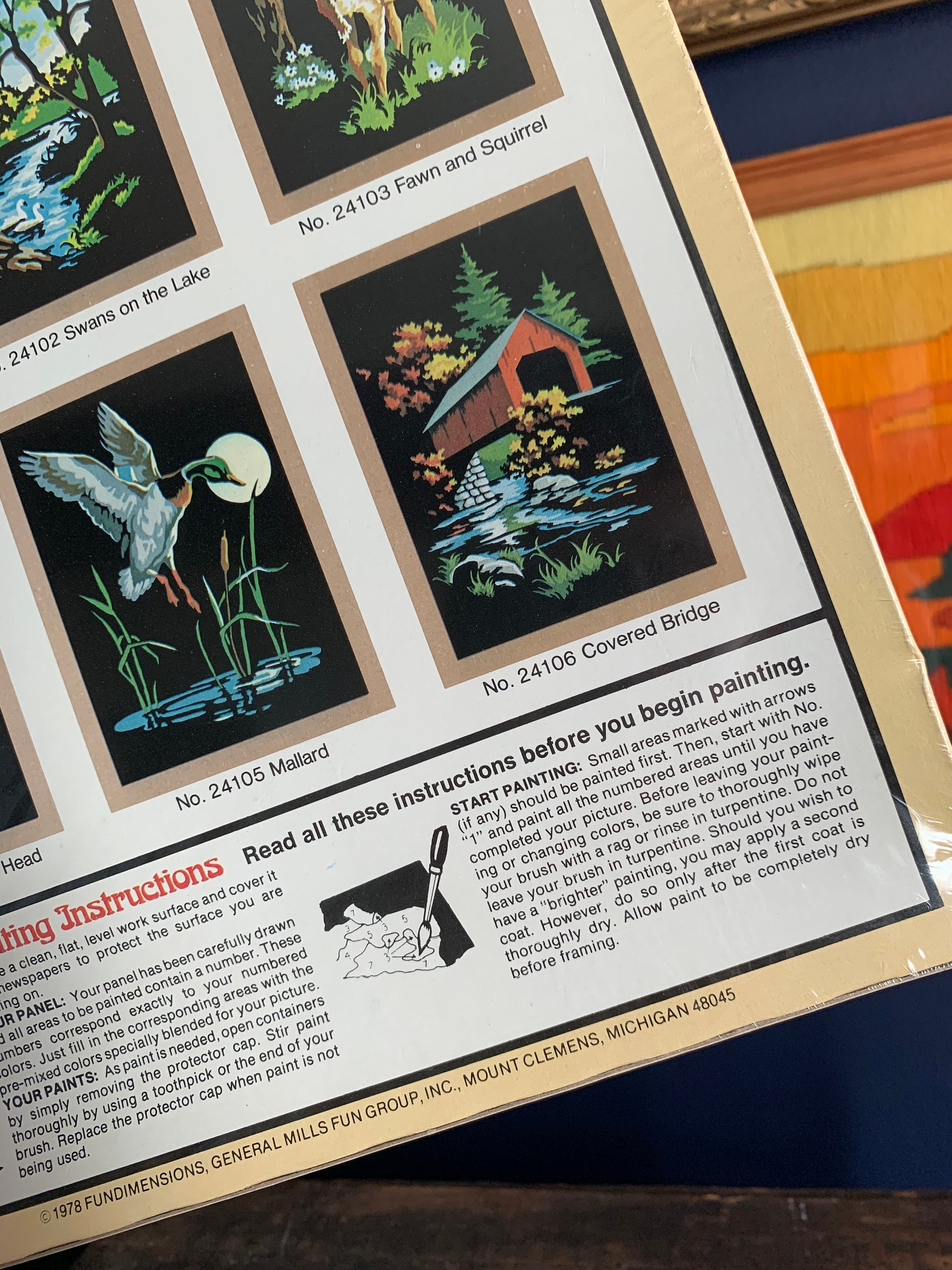 Vintage Craft Master Velvet Paint By Number Kit, Barn