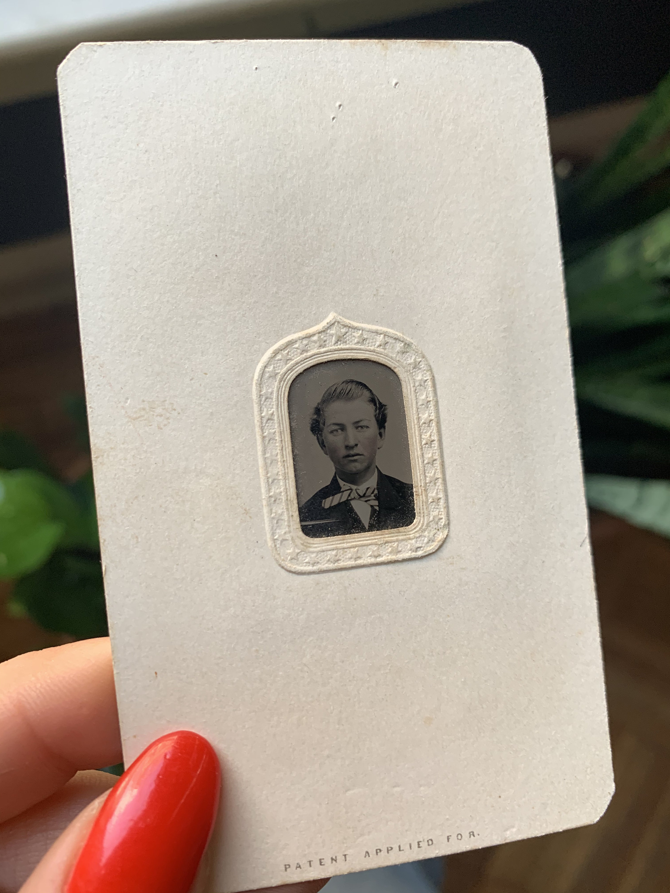 Antique Tintype Portrait In Original Embossed Paper Frame