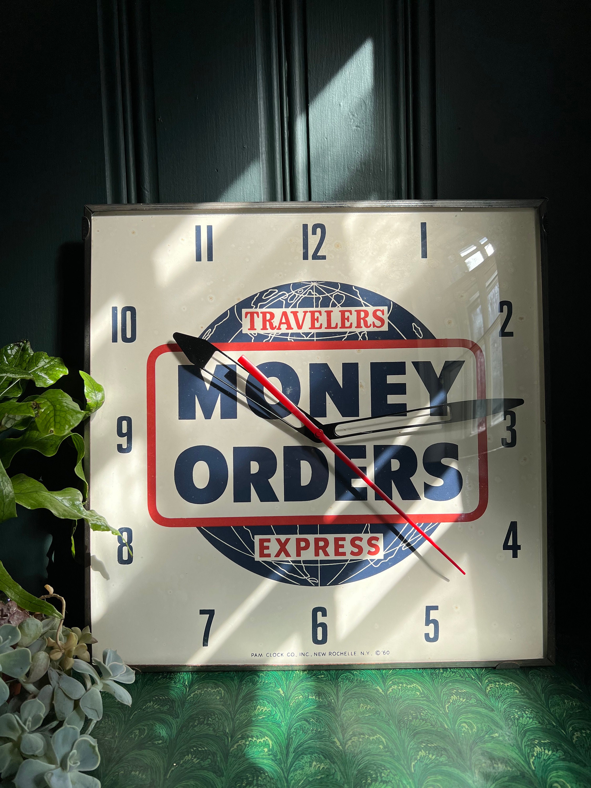 Rare 1960 s money Orders Travelers Express Electric Wall Clock by
