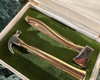 Vintage Two Tone Axe Shaped Tie Bar Or Money Clip