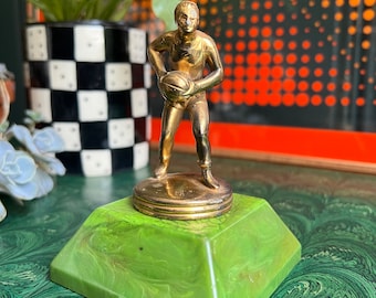 1950's Vintage Basketball Trophy With Green Bakelite Base