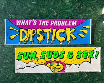 Set Of Two Original 1980’s Vintage Bumper Stickers
