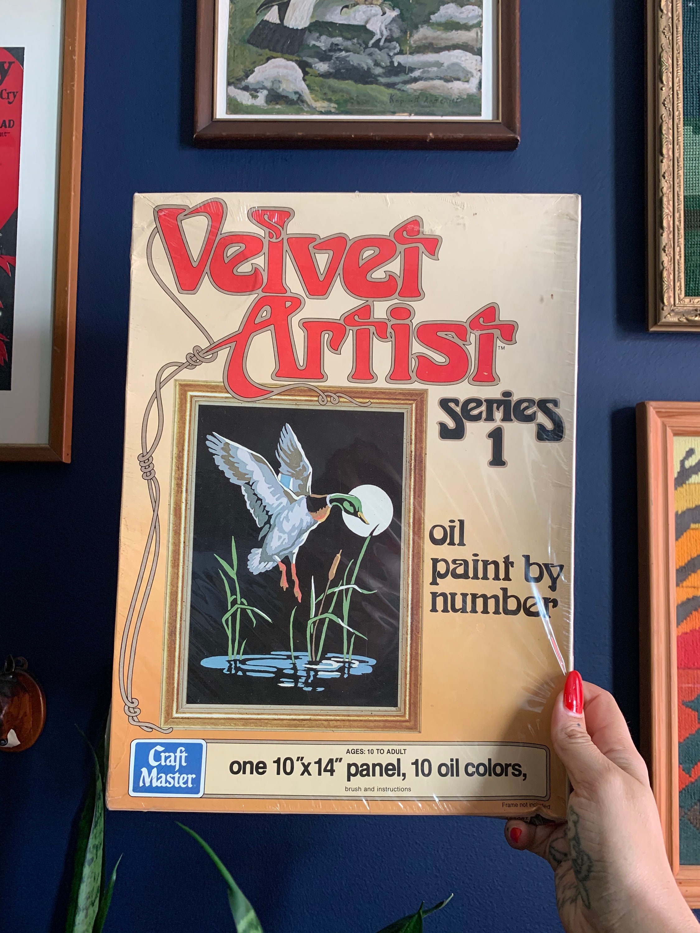 Vintage Craft Master Velvet Paint By Number Kit, Mallard