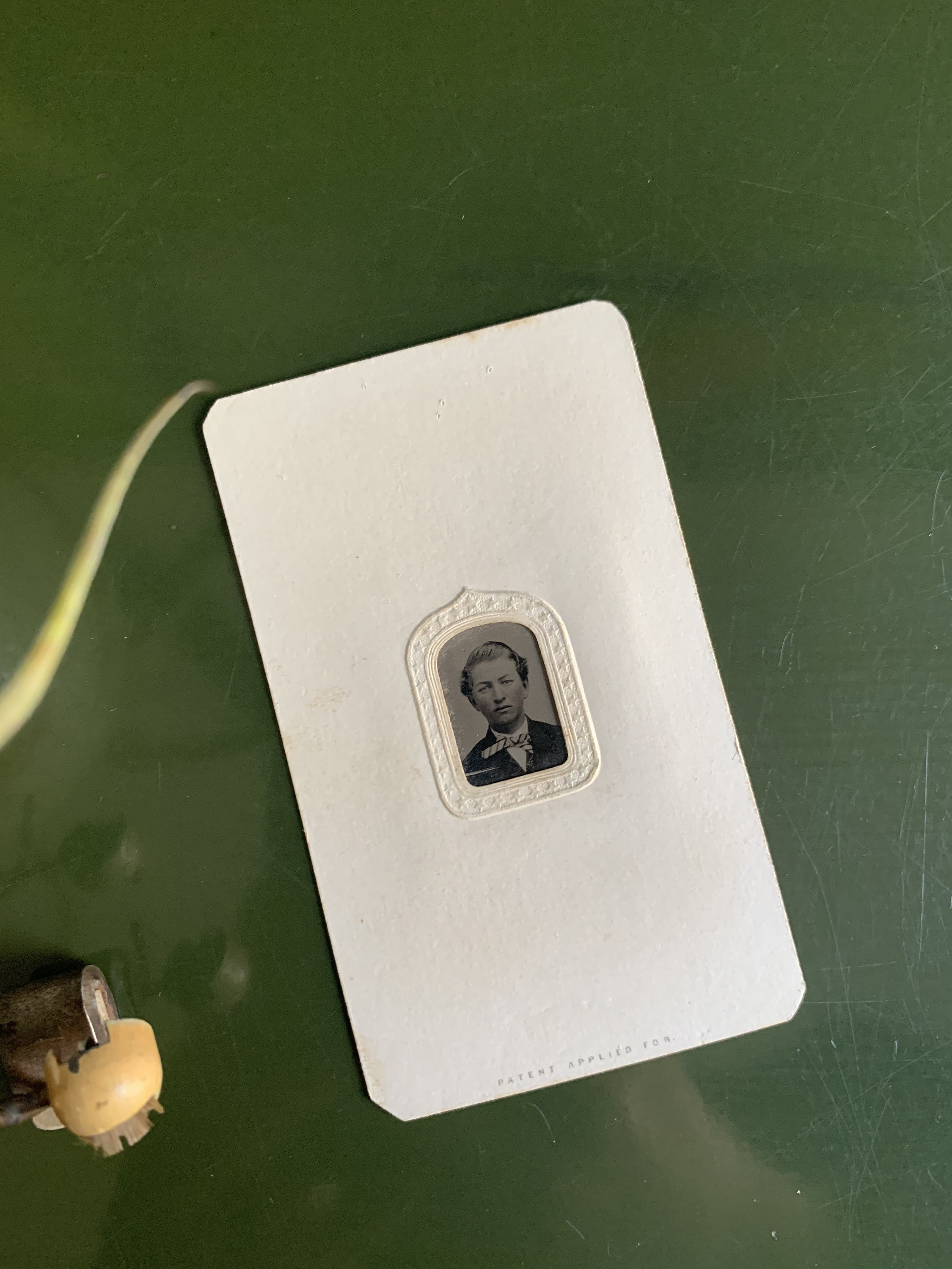 Antique Tintype Portrait In Original Embossed Paper Frame