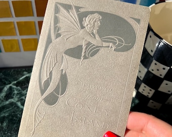 Antique Souvenir From Coney Island Mermaid Postcard Folder & Photo Holder