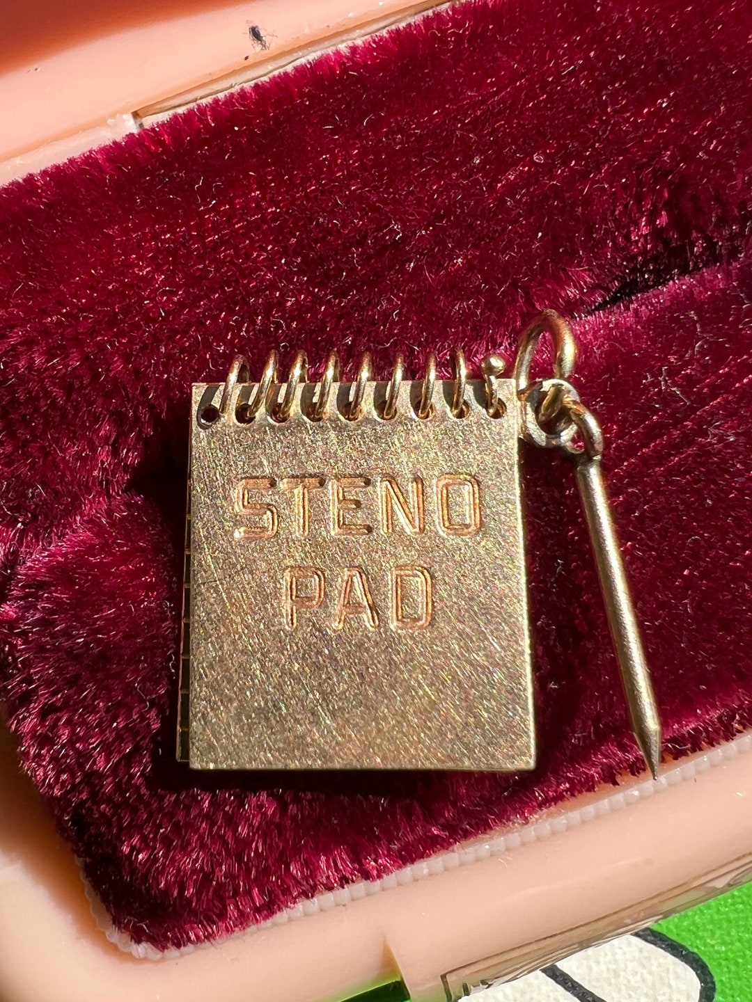 Vintage 14k Yellow Gold Steno Pad Charm With Engravings Etsy