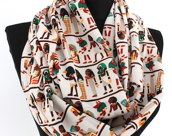 Szalik w kształcie nieskończoności z nadrukiem starożytnego Egiptu: Damski syntetyczny szalik w kształcie koła