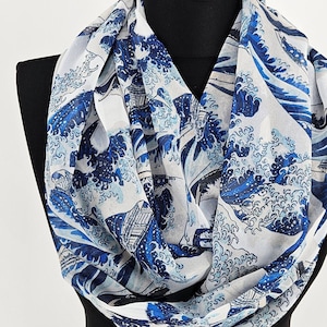 The Great Wave off Kanagawa Unendlichkeits Schal, Langer Schal, Frauen Schal, Frühling - Sommer - Herbst - Winter Mode