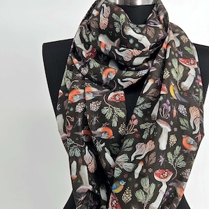 Mushroom Print Infinity Scarf: Chiffon Circle Scarf