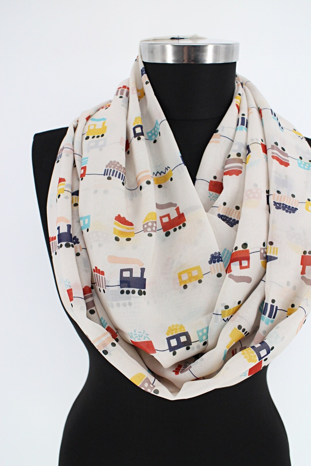 Infinity Scarf Cute Trains, Long Scarf, Circle Scarf, Women Gift for ...
