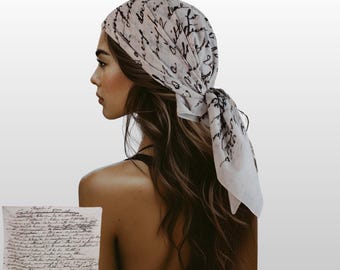 Book Page Cotton Bandana Scarf: Boho Hair Accessory