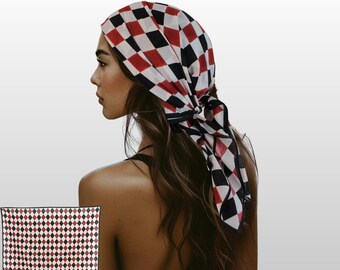 Bandana bawełniana: ozdoba do włosów w stylu boho, chusta na szyję – Harlequin Design