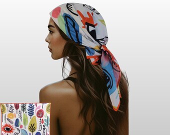 Chusta z bawełny w kwiaty: boho ozdoba do włosów, osłona twarzy