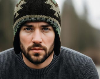Black Knit Wool Blend Hat: Unisex Winter Fashion