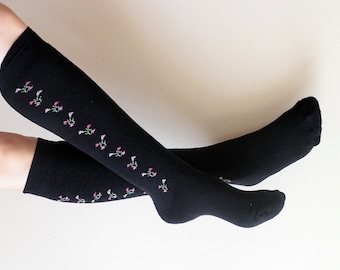 Black Knee High Boot Socks, Knee Socks, Leg warmers, Winter Socks