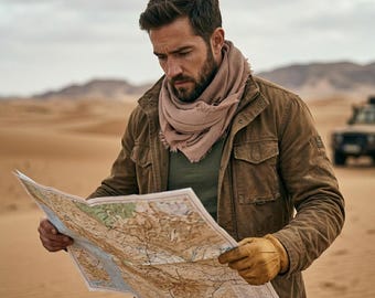 Szalik w kolorze Dusty Rose Mauve, unisex, duży w stylu paszminy, mieszanka surowych frędzli