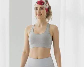 Jersey Headband Floral Soft : Wide Stretchy Hair Band for Yoga & Sport