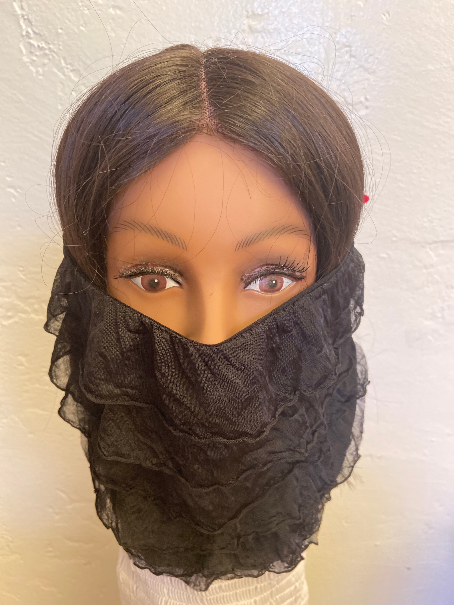 Face Veil Mask Covering Elegant in Black 2 Inch Ruffle Etsy