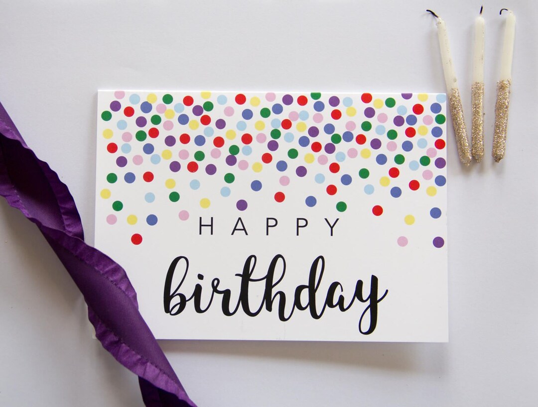 Happy Birthday Card Confetti Birthday Card Fun & Colorful Etsy Canada