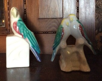 Two vintage Pottery bird planters good condition