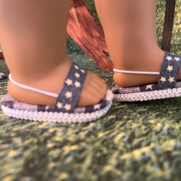 American made Spring or Summer doll shoes for American Girl doll or similar 18 inch doll