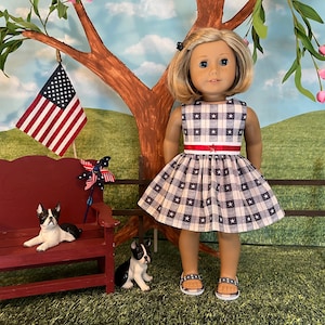 4th of July doll dress, 18 inch doll dress, fits American Girl and similar 18 inch doll