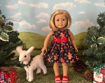 18 Inch Doll Christmas Dress, Gingerbread Print