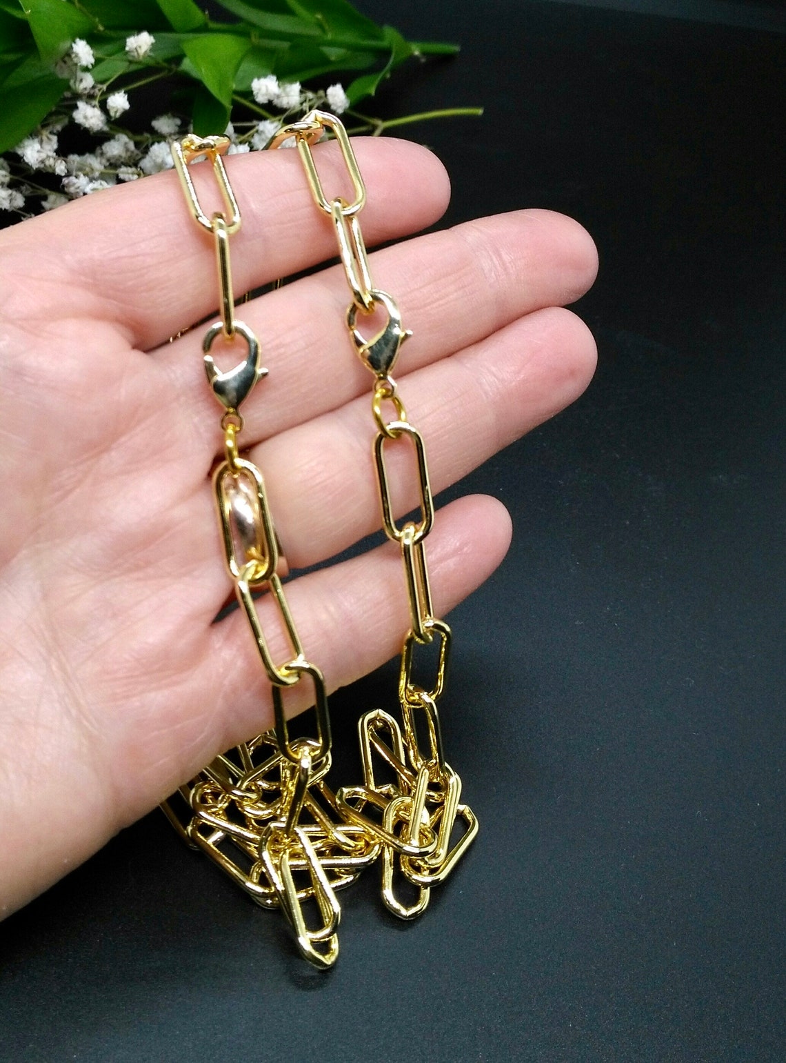 Gold Filled Paperclip Necklace in Thick Oval/Rectangle Etsy