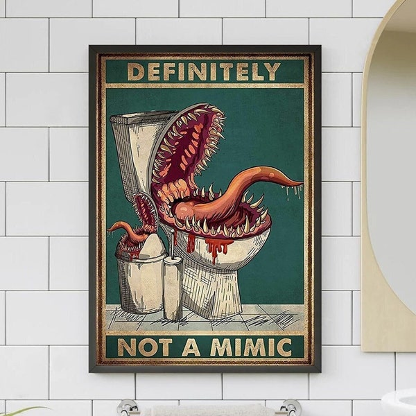 Funny Man-Eating Plant Poster, Definitely Not A Mimic Poster, Funny Bathroom Poster, Man Eating Plant Toilet Sign, Restroom Decoration