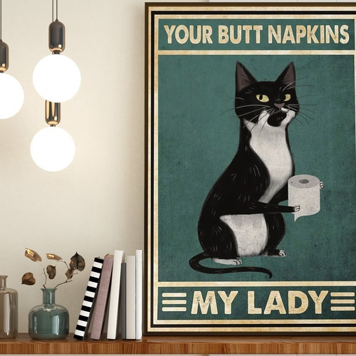 Black Cat Sink Co Poster Bathroom Wall Art Cat Lover Gift Etsy
