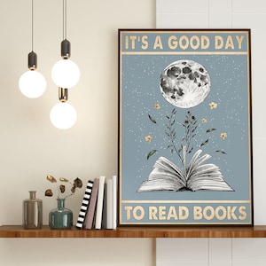 It's A Good Day To Read A Book Poster, Vintage Wall Art, Vintage Poster, Book Lover Poster, Reading Poster, Library Decor, Girl Love Reading