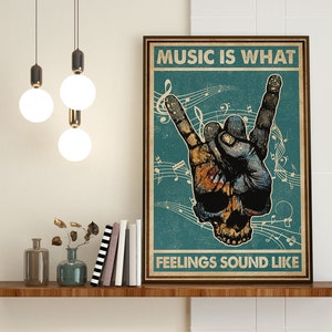 Vintage Music Poster, Music Is What Feelings Sound Like Print, Music Gift Idea, Music Wall Art, Music Gift, Music Lover, Music Wall Hanging