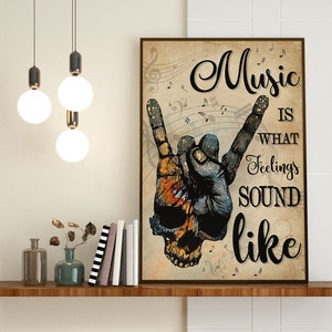 Vintage Music Poster, Music Is What Feelings Sound Like Print, Music Gift Idea, Music Wall Art, Music Gift, Music Lover, Music Wall Hanging