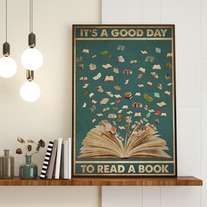 It's A Good Day To Read A Book Poster, Vintage Wall Art, Vintage Poster, Book Lover Poster, Reading Poster, Library Decor, Girl Love Reading