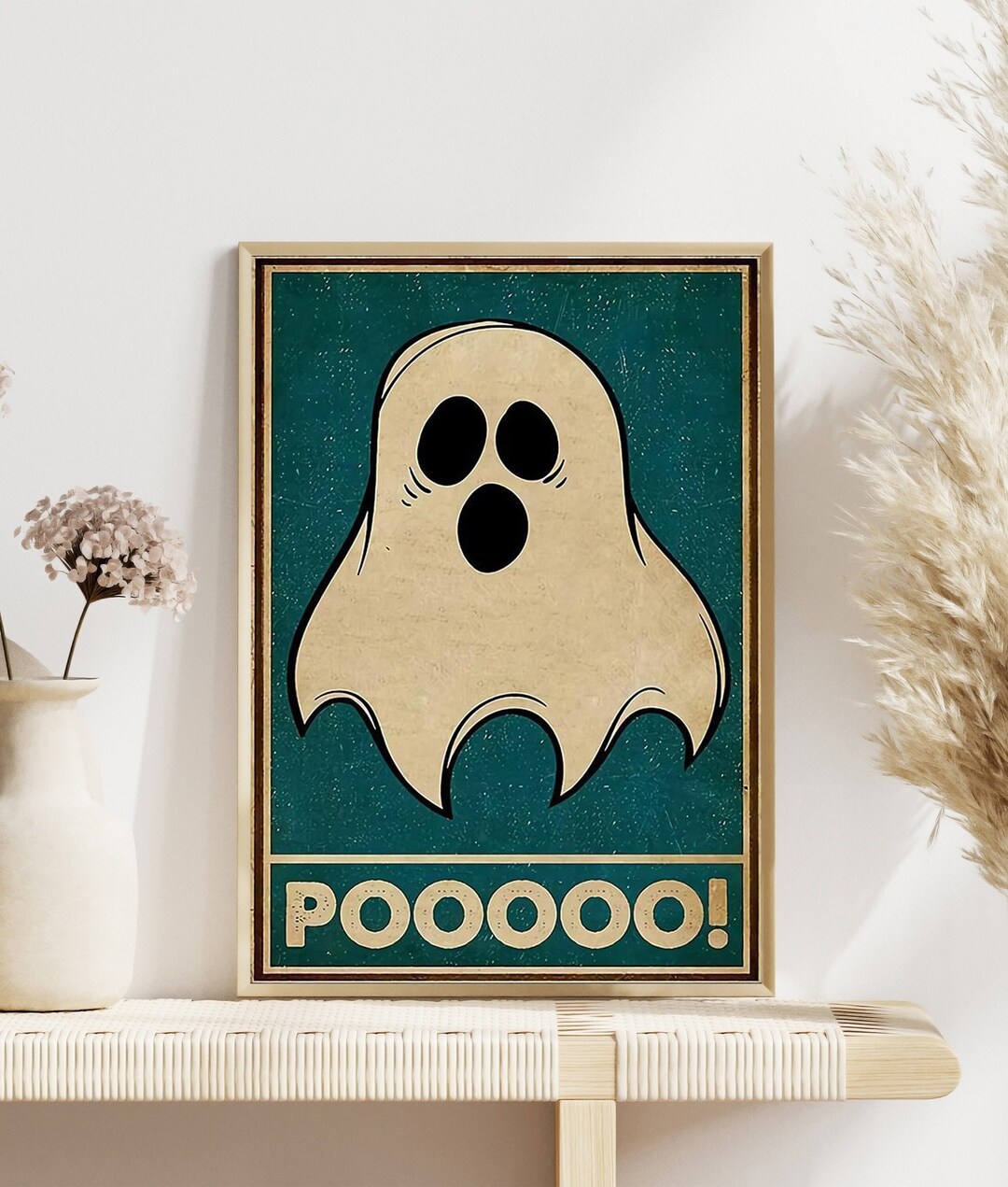 Funny Ghost Halloween Bathroom Decor, Scary Ghost Pooooo Poster, Funny
