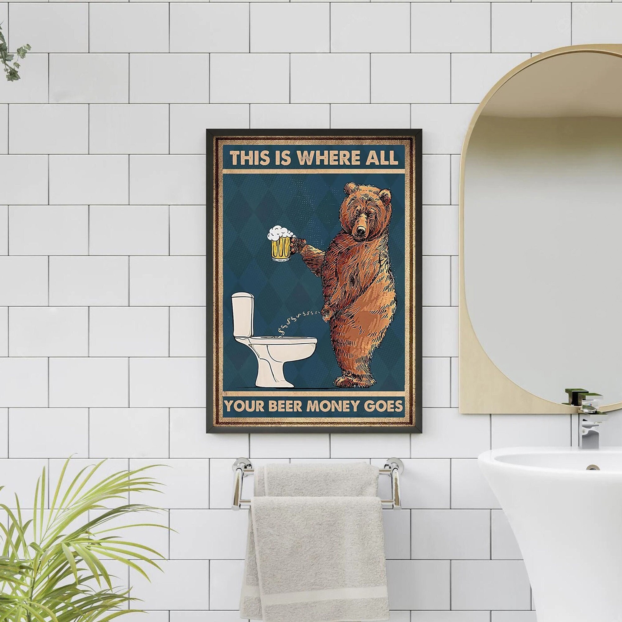 Black And White Bathroom Decor Poster Daily Necessities - Temu