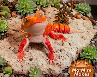 Custom Printed Leopard Gecko Toy, Articulated Lizard Fidget