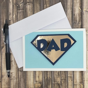 Cartão de felicitações feito à mão para o Dia dos Pais | Pai, Papai, Presente para ele, Presente para o pai, Super-herói, Folha, Superpai, Produto físico para pais