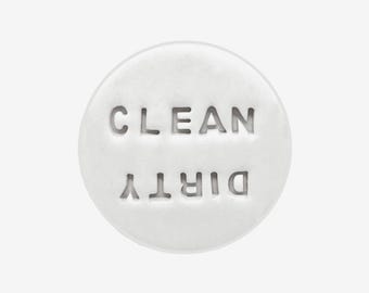 Custom Polymer Clay Dishwasher Magnet: Clean Dirty Sign