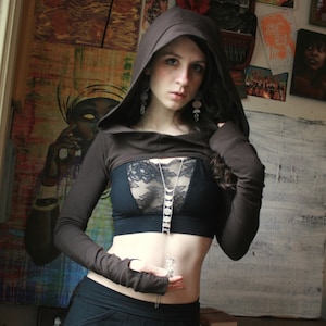 PATH Shrug - Made to Order - Large Hood, Extra Long Sleeves, Thumb Holes - Cotton Lycra - Color Options