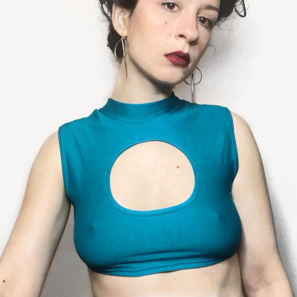 SPACE CADET Cutout Top - Color Options - Long Sleeve or Tee or Tank - Bralet or Crop or Shirt - Futuristic, Cyberpunk, SciFi, Cotton Lycra