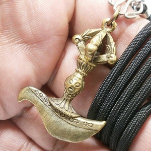 vajra dorje ax vajrayana Tibet magic Tibetan pendant 24 inches rope necklace brass amulet life protection miracle happy life lucky nice gift