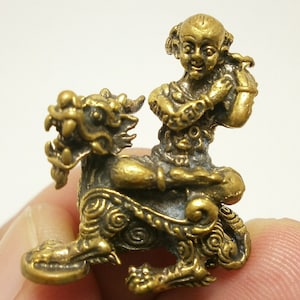 Tiny guman kuman gumantong boy ride pi yao piyao pi xui magic spirit Thai amulet lucky gamble life protection gift Thailand mini talisman