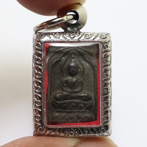 LP Suk Powerful Sook Buddha amulet 1897 2440 BE. wat pakklongmakamtao temple blessing miracle success rich Thai antique small nice pendant 2