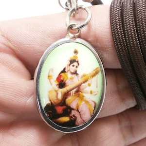 Saraswati Hindu Goddess Amulet Pendant: Thai Wisdom, Healing, Luck