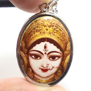 Durga Kali Amulet Necklace: Hindu Goddess Protection Pendant