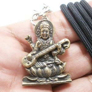 Saraswati Hindu Goddess Amulet Pendant: Wisdom, Healing, Success