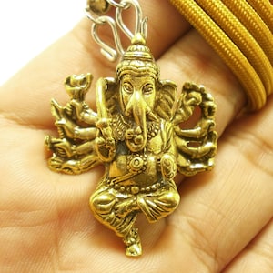 Lord Ganesha Pendant: Hindu God of Success Amulet, 24&quot; Rope Necklace